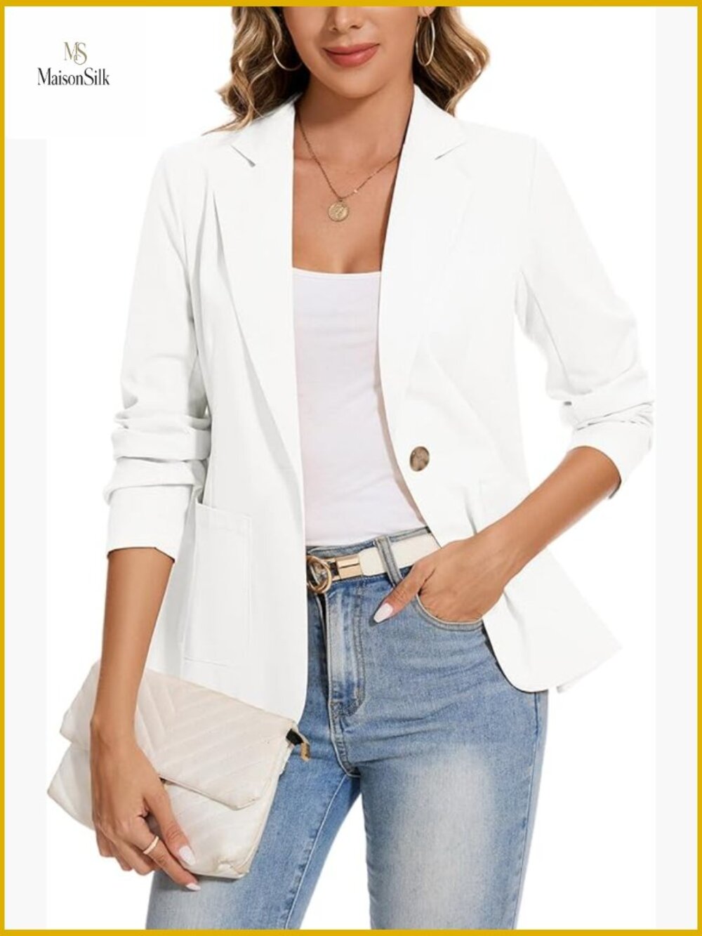 Cotton Linen Blazer One Button Lapel Long Sleeve Slim Fit Office Casual